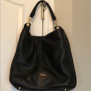 Black Leather Furla bag - great condition!